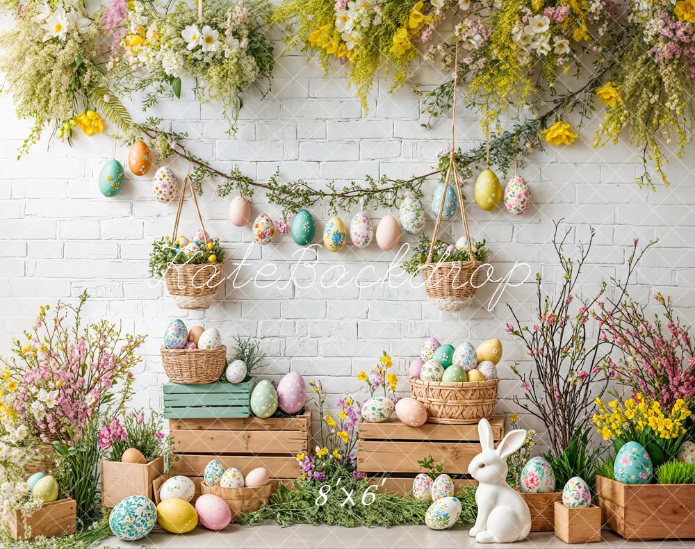 TEST Kate Easter Bunny Floral Egg Rustic Backdrop Designed by Emetselch