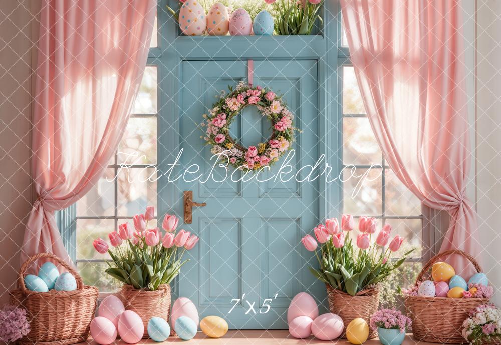 Kate Easter Tulips Eggs Door Pink Backdrop Designed by Emetselch