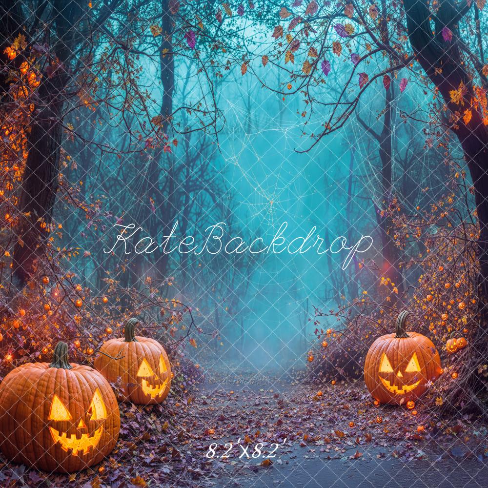 Kate Halloween Pumpkin Lanterns Forest Path Backdrop Designed by Emetselch