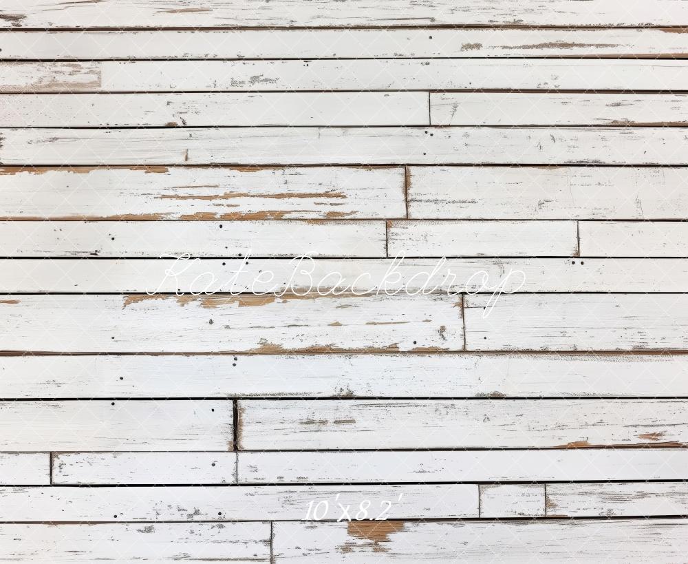 Kate Rustic White Wooden Wall Floor Backdrop Designed by Patty Roberts