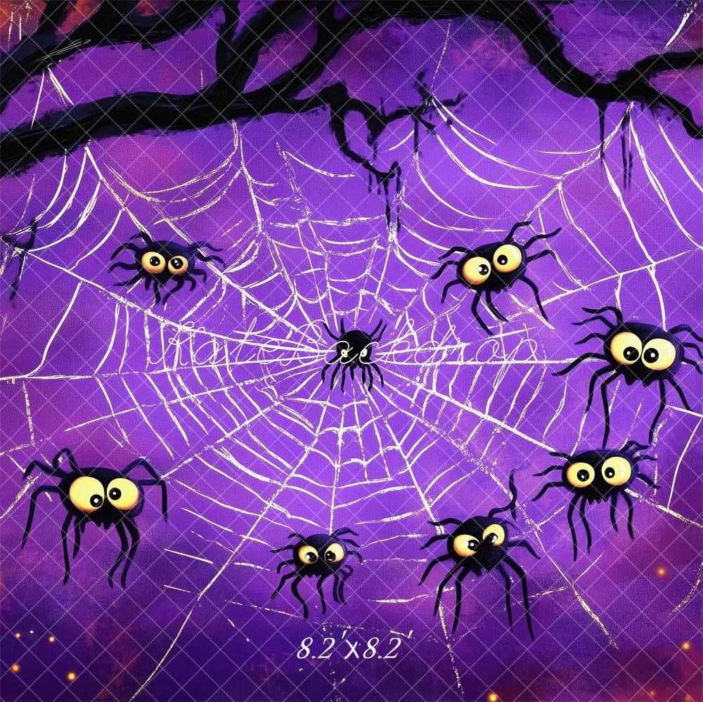 Kate Halloween Spiders Web Tree Purple Backdrop Designed by Patty Roberts