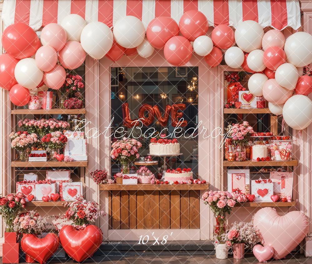 Kate Valentine Balloon Heart Cake Shop Backdrop Designed by Emetselch