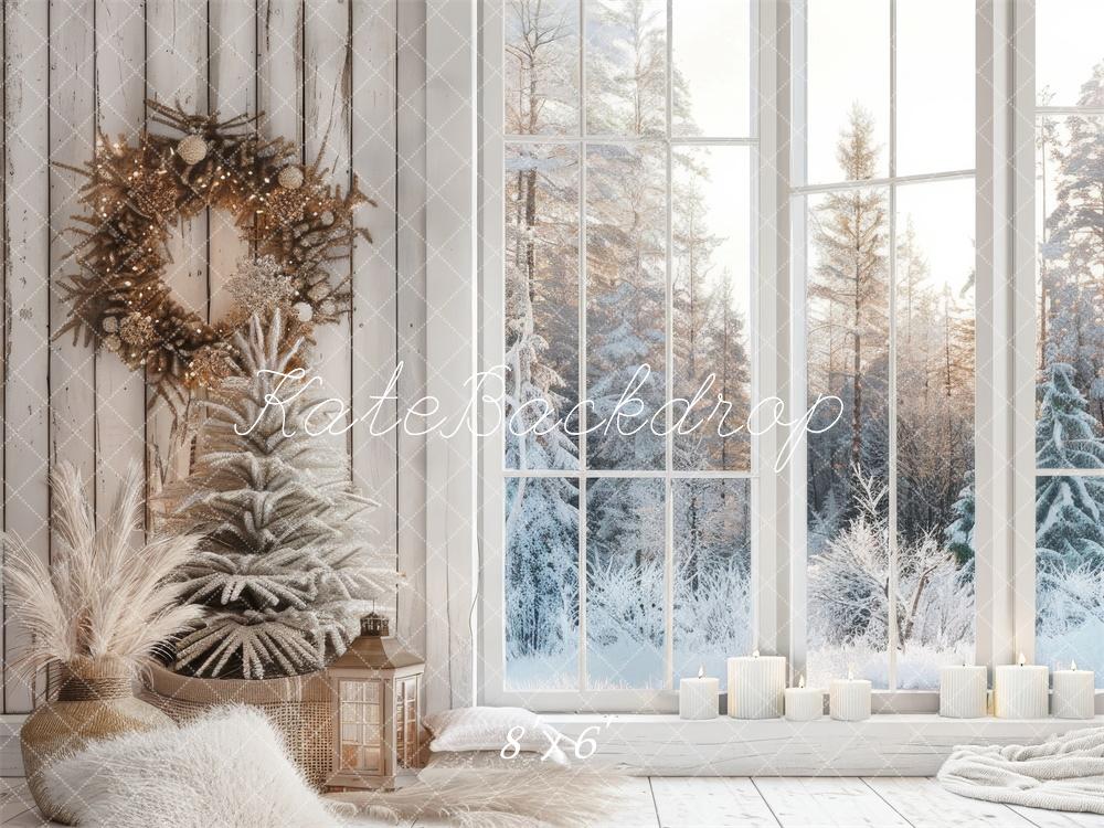 Kate Boho Winter Wreath Rustic Window Backdrop Designed by Lidia Redekopp