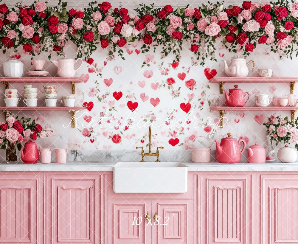 Valentine Keuken Rozen Roze Foto Achtergrond Designed by Patty Roberts