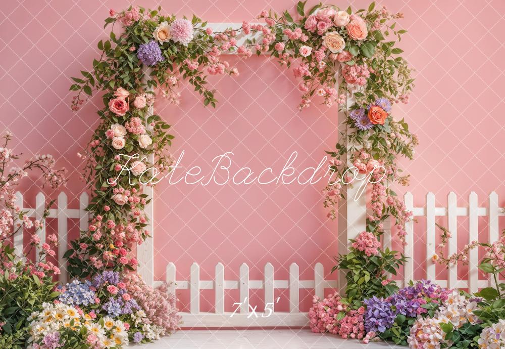 Lightning Deal #5  Kate Spring Flower Arch Fence Pink Backdrop Designed by Emetselch