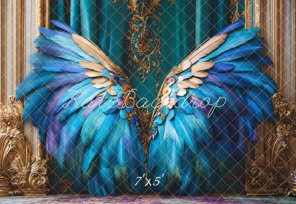 Kate Fantasy Blue Feather Wings Backdrop Designed by Emetselch