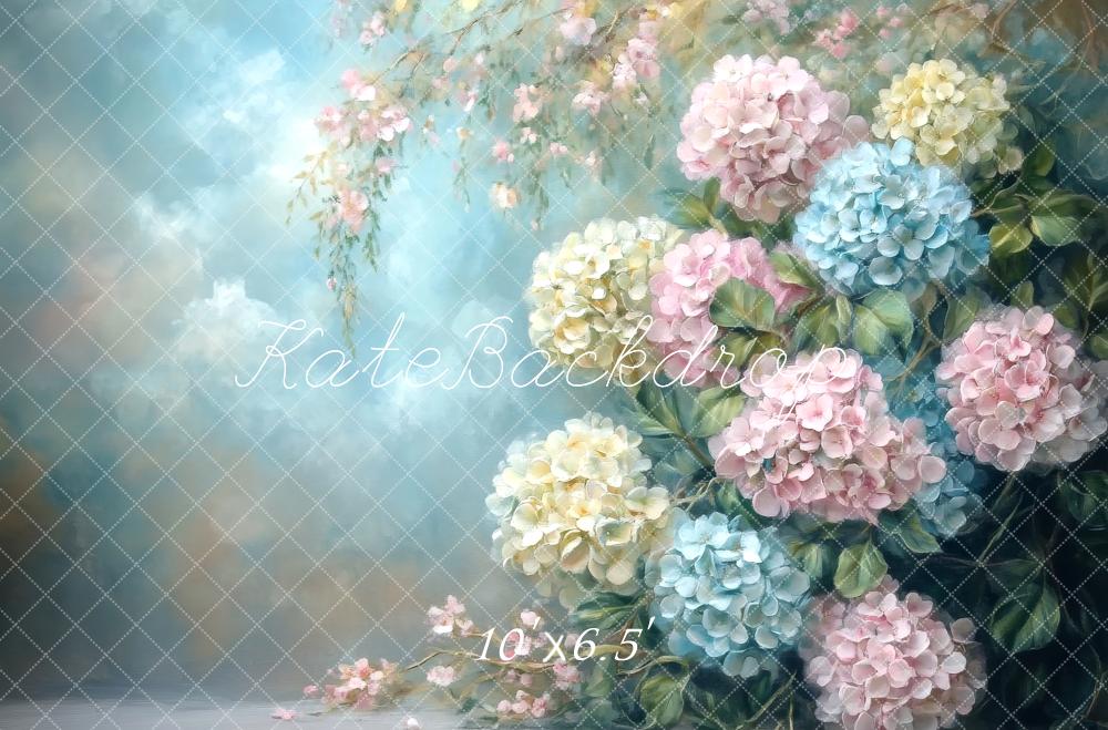 Kate Fine Art Pastel Hydrangea Floral Backdrop Designed by Lidia Redekopp