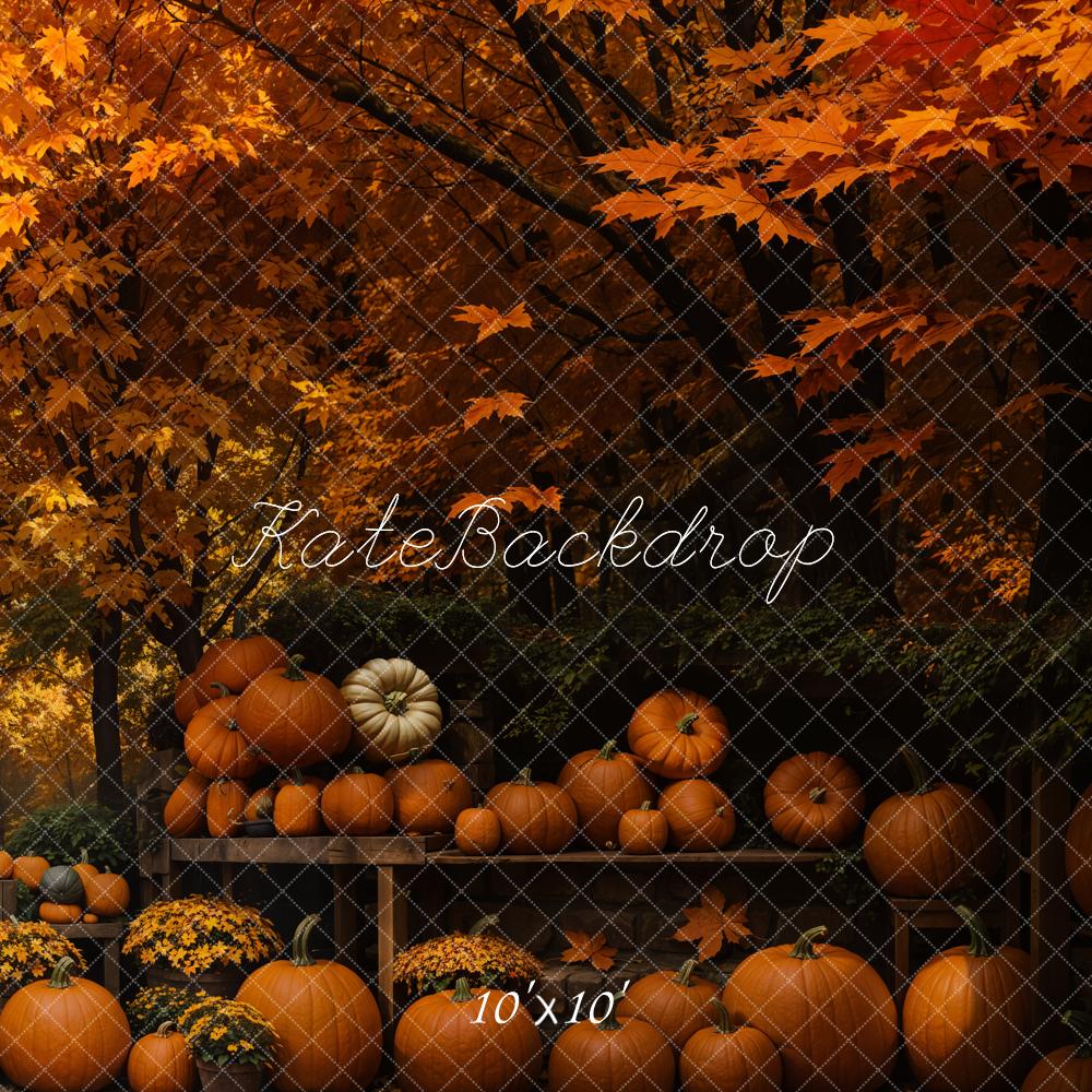 Fondo de árbol de arce de estante de calabazas de otoño diseñado por Emetselch