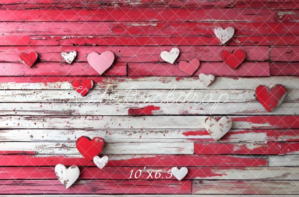 Kate Valentine Red Heart Wood Floor Backdrop Designed by Mini MakeBelieve