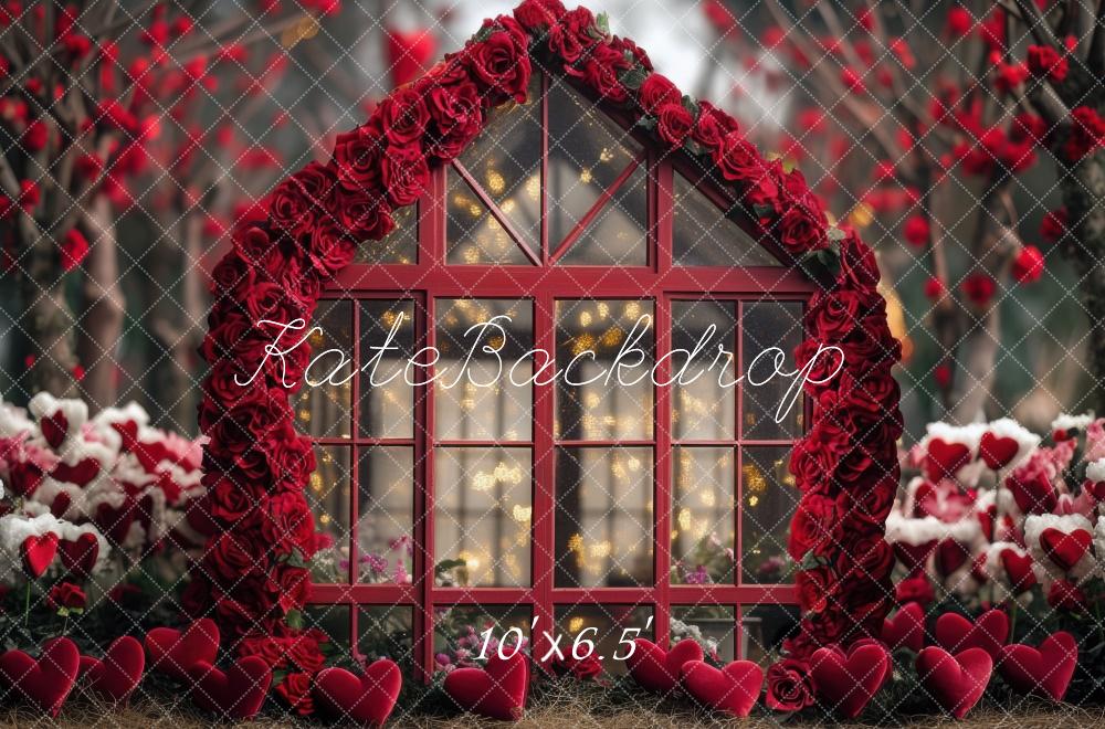 Valentine Rose Greenhouse Hearts Foto Achtergrond Designed by Mini MakeBelieve