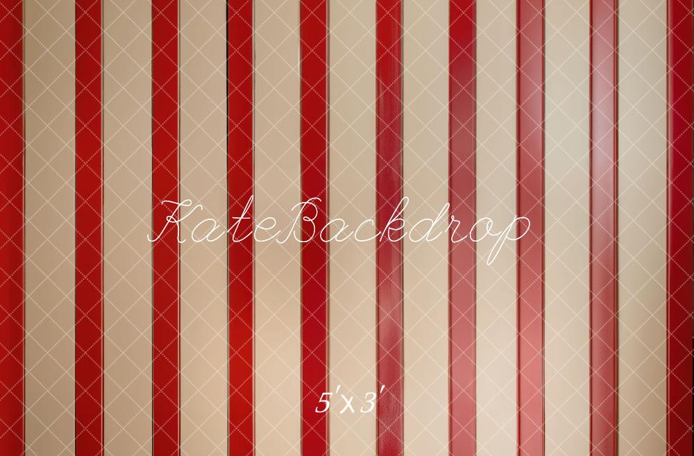 Kate Red Striped Vintage Floor Backdrop Designed by Emetselch