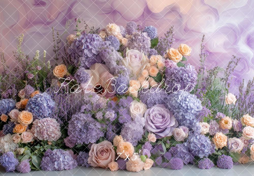 Kate Spring Floral Pastel Purple Backdrop Designed by Mini MakeBelieve