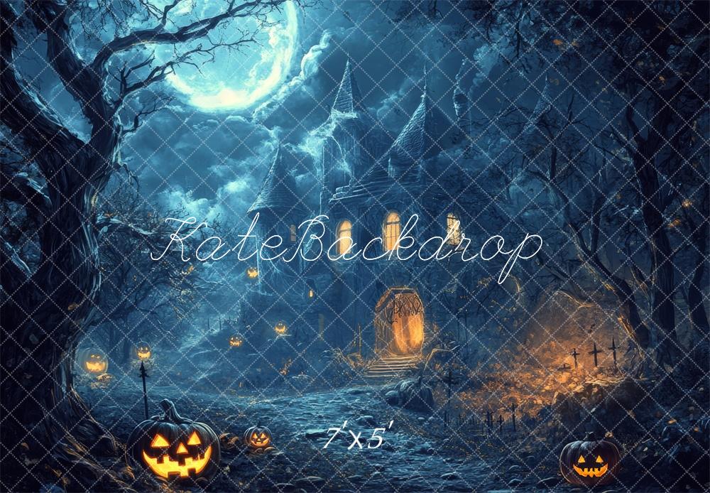 Kate Halloween Haunted House Moon Backdrop Designed by Lidia Redekopp