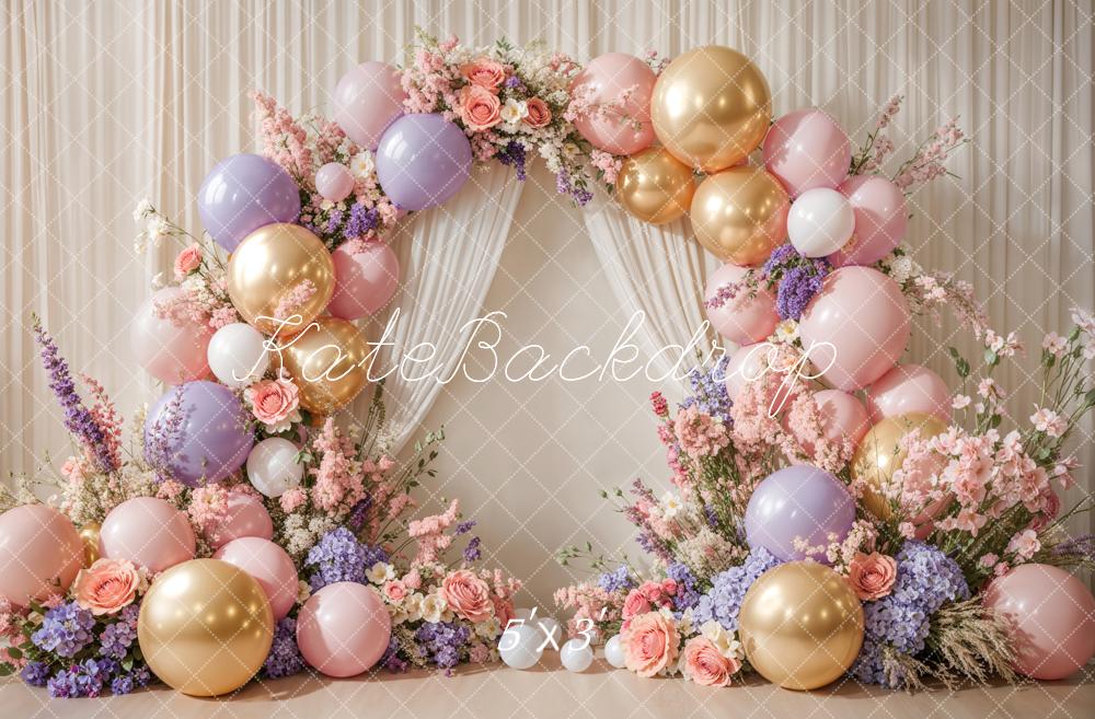 Kate Cake Smash Flower Arch Balloon Backdrop Designed by Emetselch