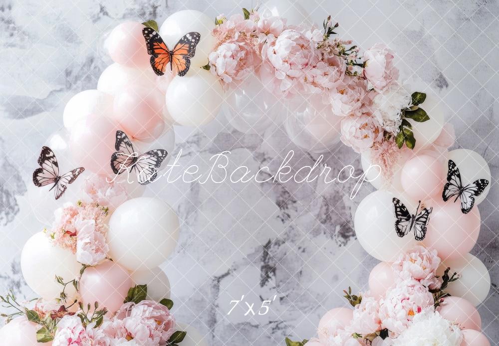 Kate Spring Floral Balloon Arch Butterfly Backdrop Designed by Emetselch