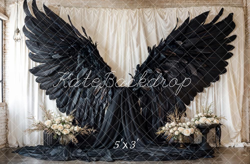 Kate Black Angel Wings Curtain Backdrop Designed by Emetselch