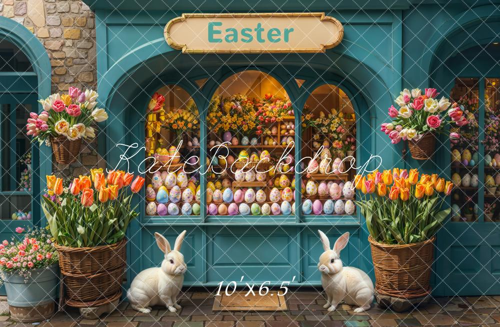 Kate Easter Bunny Flower Eggs Shop Backdrop Designed by Emetselch