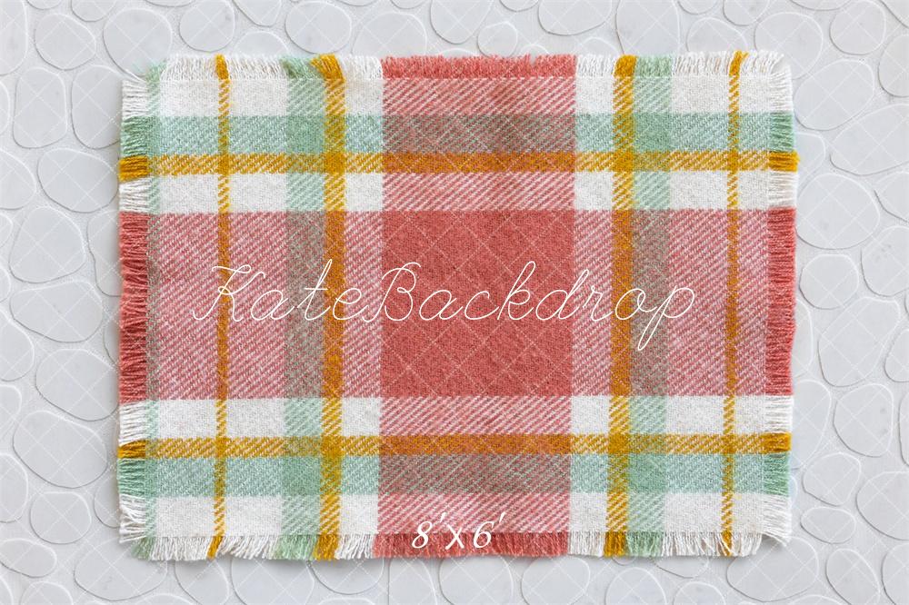 Kate Newborn Red Plaid Pattern Floor Backdrop Designed by Mini MakeBelieve