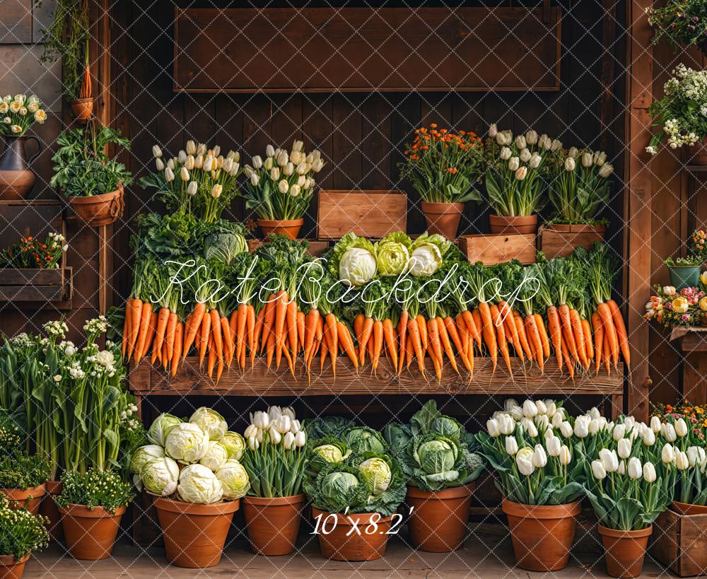 Kate Easter Market Carrots Flowers Backdrop Designed by Emetselch