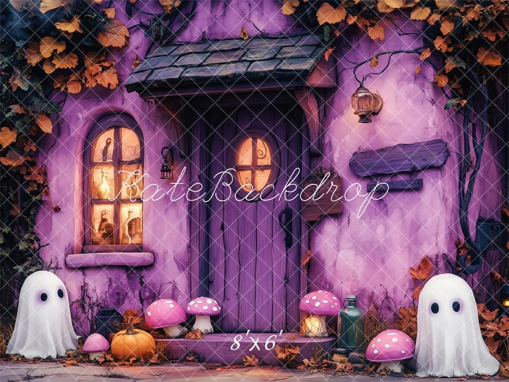 Fondo de Casa Embrujada Morada de Halloween Diseñado por Patty Roberts