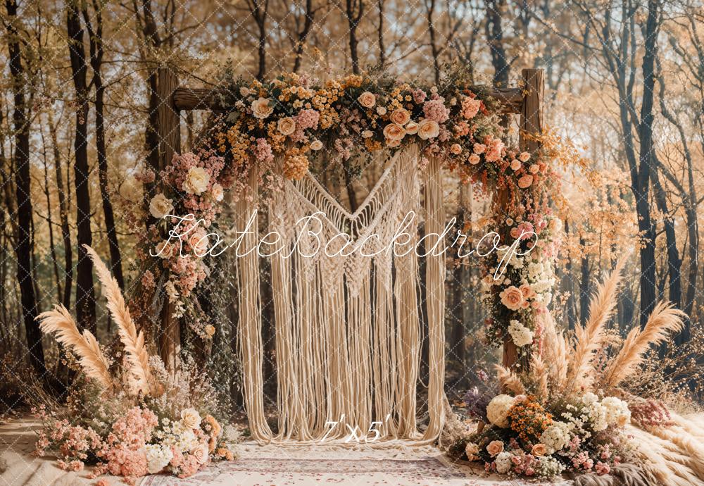 Kate Boho Macrame Flower Arch Forest Backdrop Designed by Emetselch