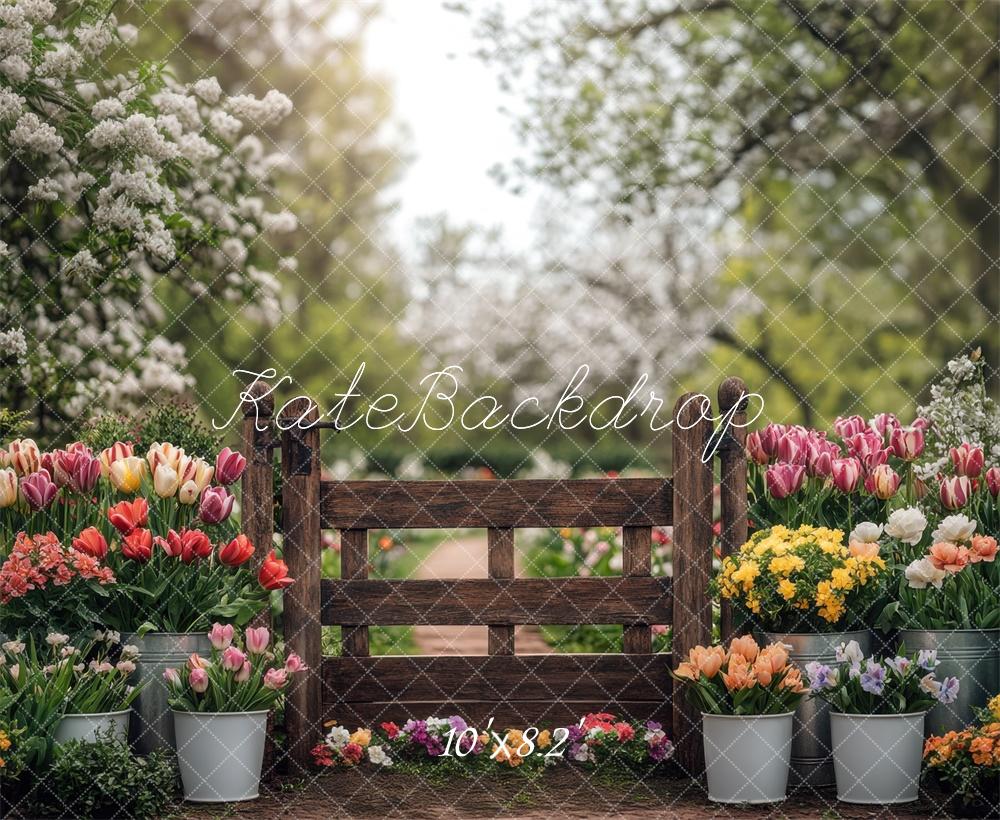 Kate Spring Garden Floral Fence Backdrop Designed by Mini MakeBelieve