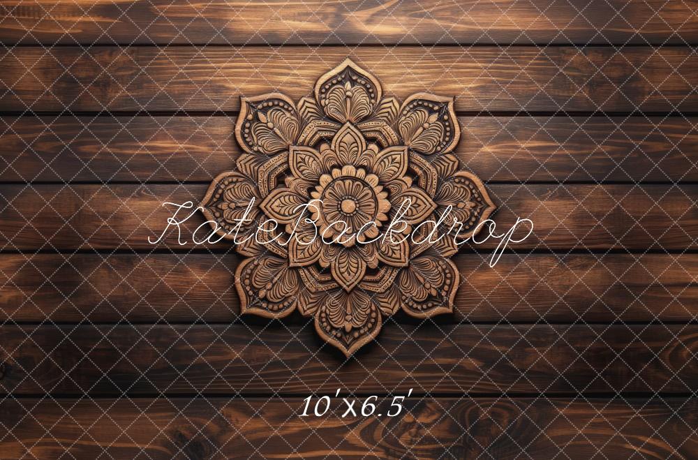 TEST Kate Retro Floral Mandala Wood Floor Backdrop Designed by Mini MakeBelieve