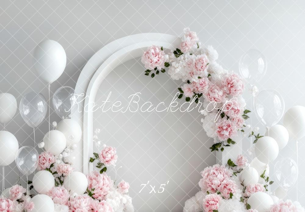 Kate Spring Flower Arch White Balloon Backdrop Designed by Emetselch