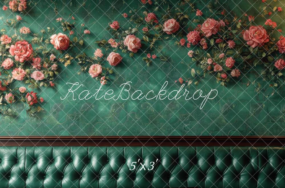 Kate Fine Art Floral Green Vintage Wall Backdrop Designed by Mini MakeBelieve