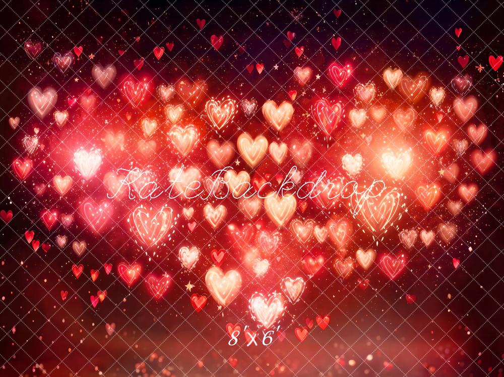 Kate Valentine's Day Heart Bokeh Red Backdrop Designed by Emetselch