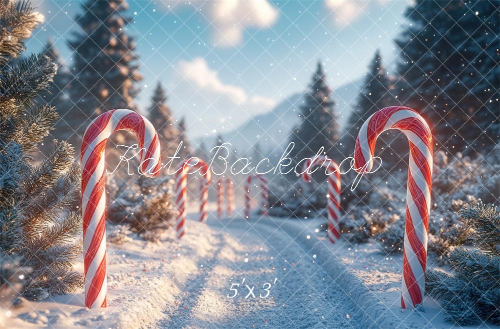 Kerst Candy Cane Forest Foto Achtergrond Designed by Mini MakeBelieve