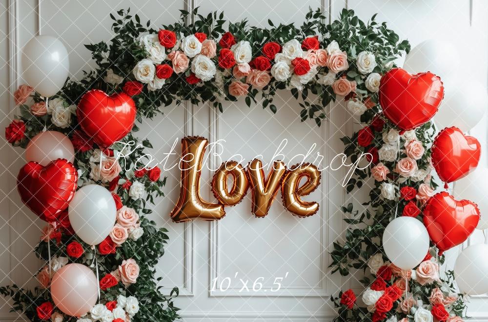 Kate Valentine's Day Love Balloon Flower Arch Backdrop Designed by Patty Roberts