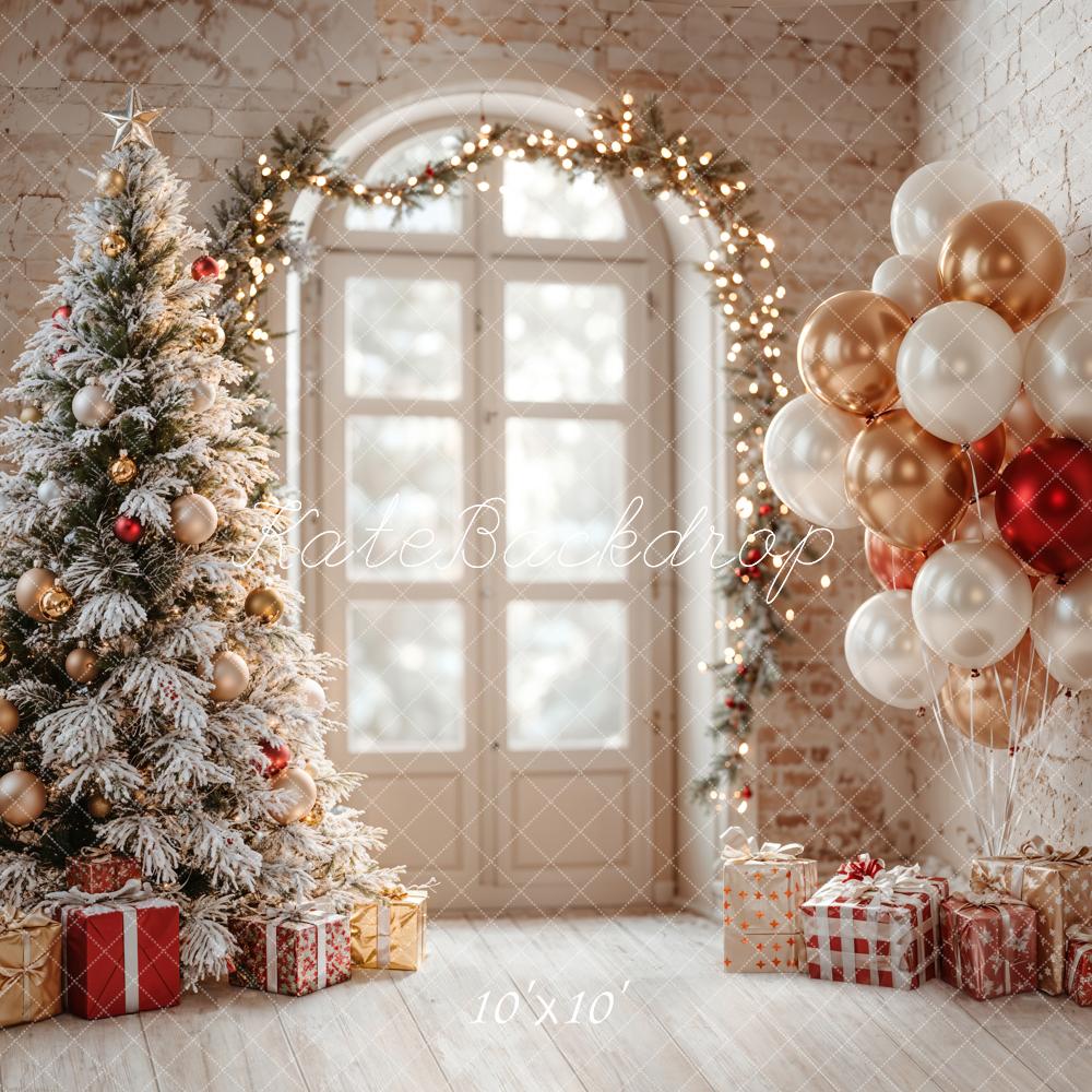 Fondo de Ventana Arco de Globos de Árbol de Navidad diseñado por Emetselch