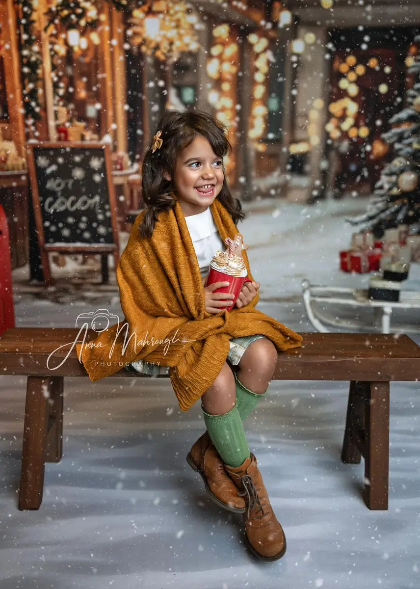 Kate Christmas Tree Street Hot Cocoa Shop Backdrop Designed by Emetselch