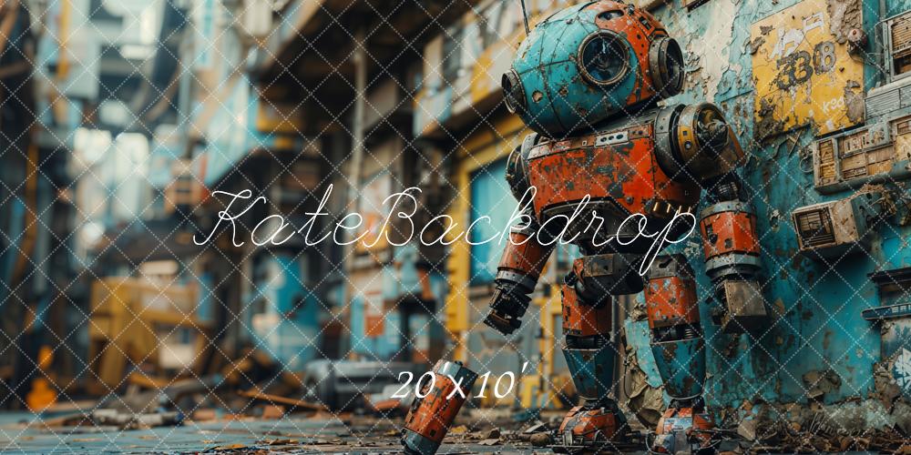 Kate Cartoon Futuristic Robot Urban Street Backdrop Designed by Emetselch