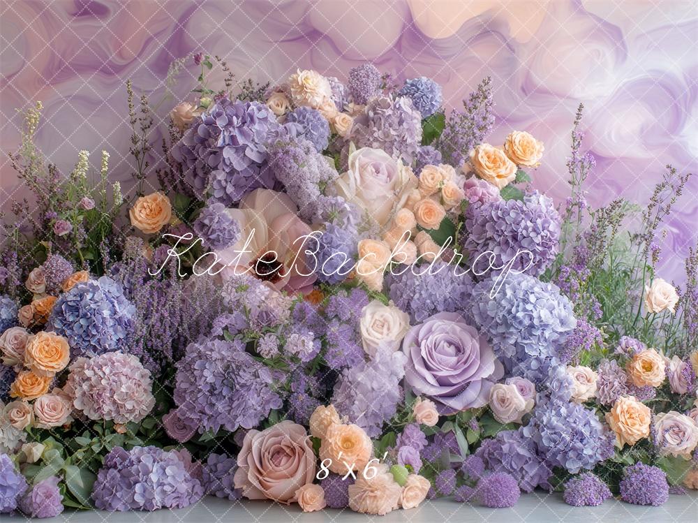 Kate Spring Floral Pastel Purple Backdrop Designed by Mini MakeBelieve