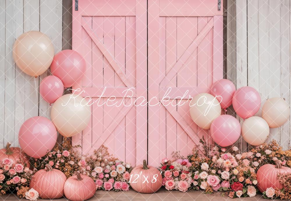 Kate Valentine Barn Door Pink Floral Backdrop Designed by Emetselch