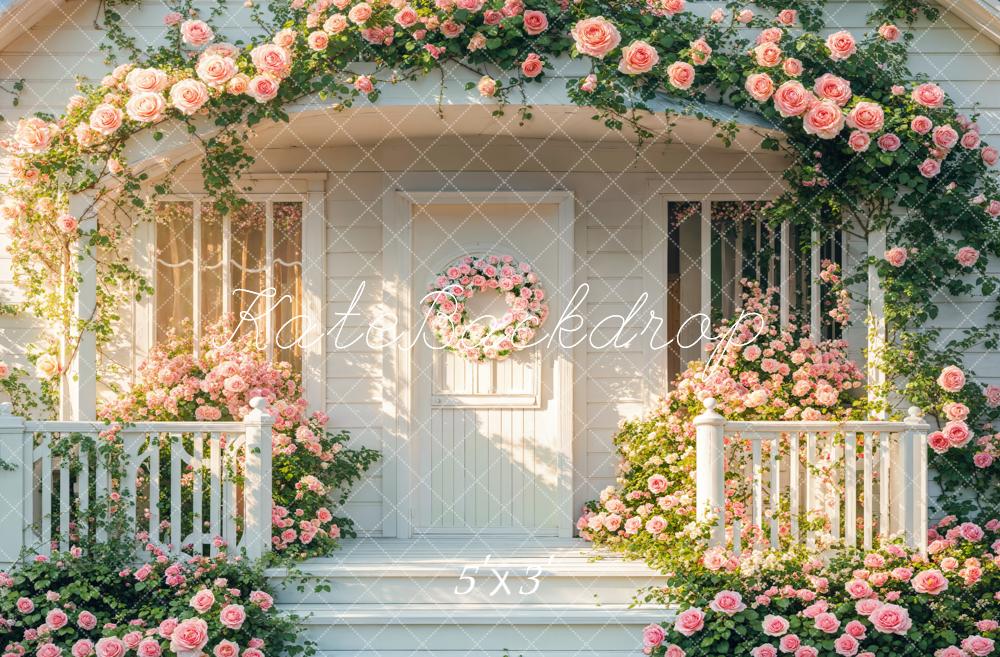 Kate Spring Flower Arch Pink Roses Doorway Backdrop Designed by Emetselch