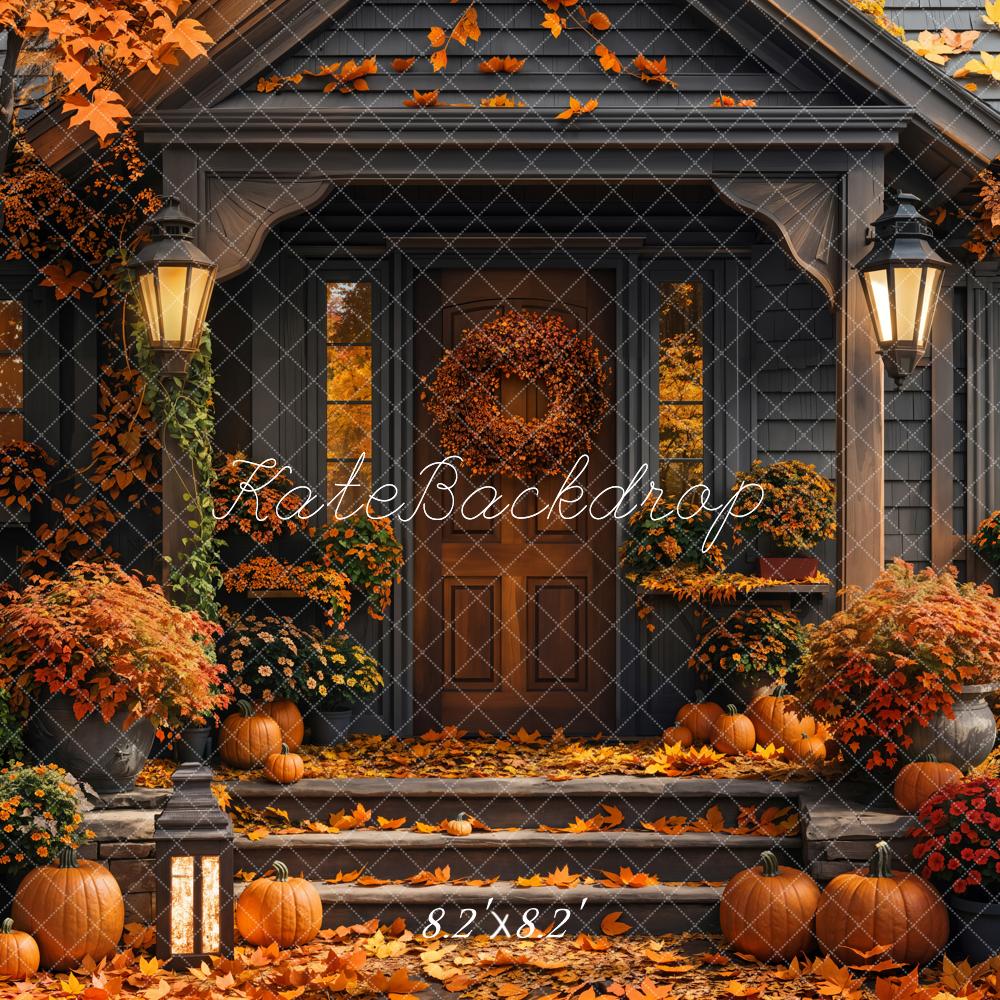 Kate Fall Golden Maple Leaf Log Cabin Backdrop Designed by Emetselch