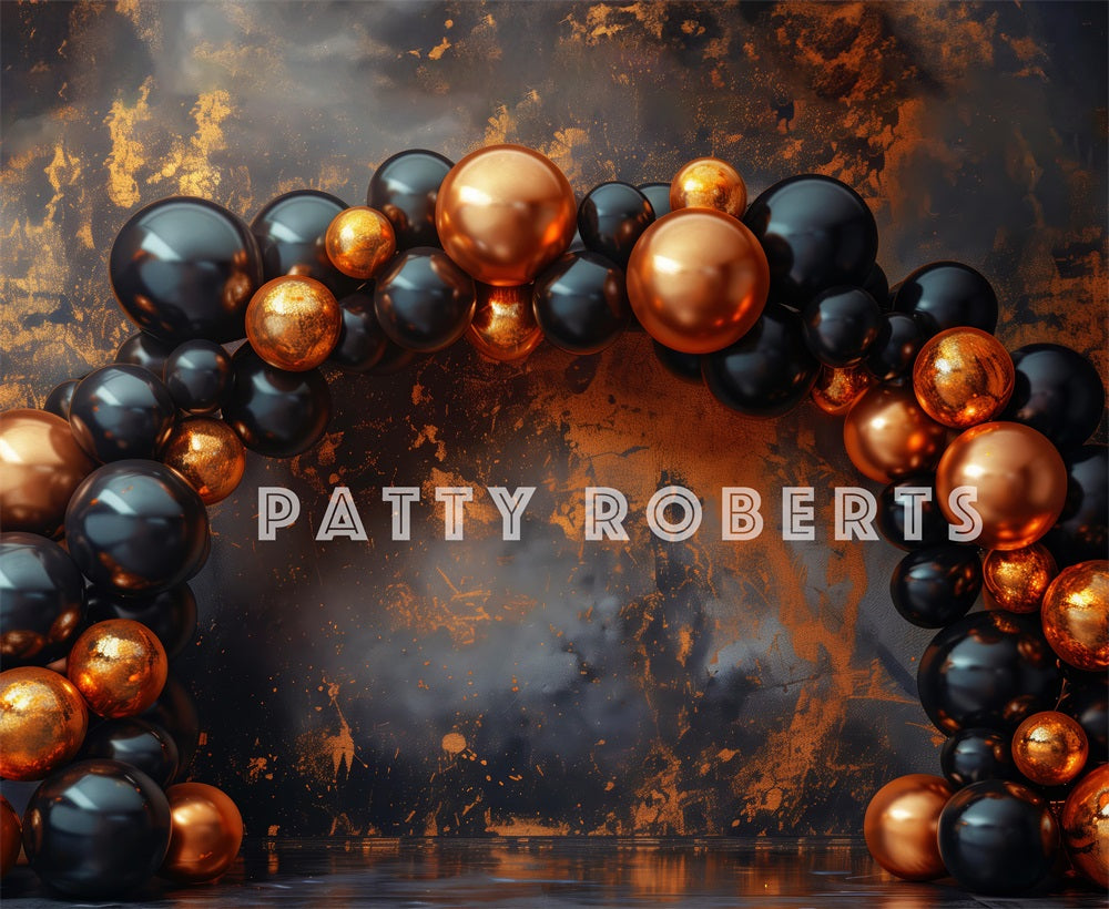 Kate Black And Orange Balloon Arch Backdrop Designed by Patty Robert