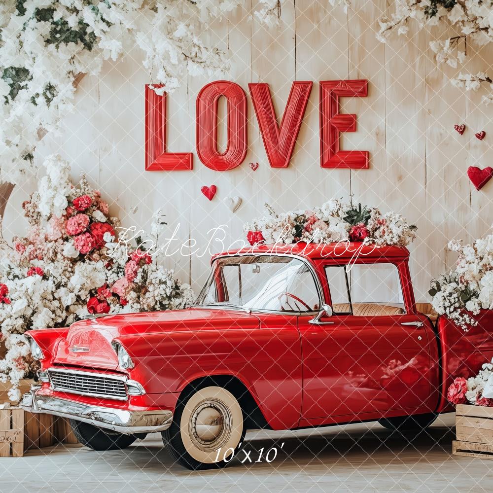 Kate Valentine's Day Love Vintage Car Flowers Backdrop Designed by Patty Roberts