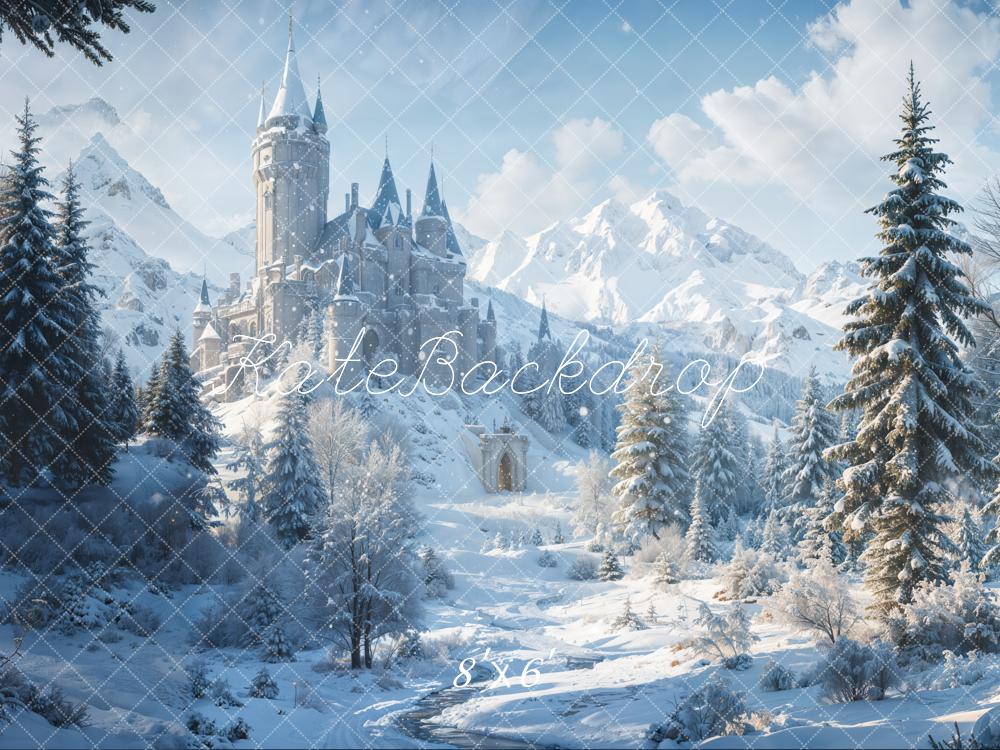 Kate Forest Castle Snowy Mountain Backdrop Designed by Emetselch