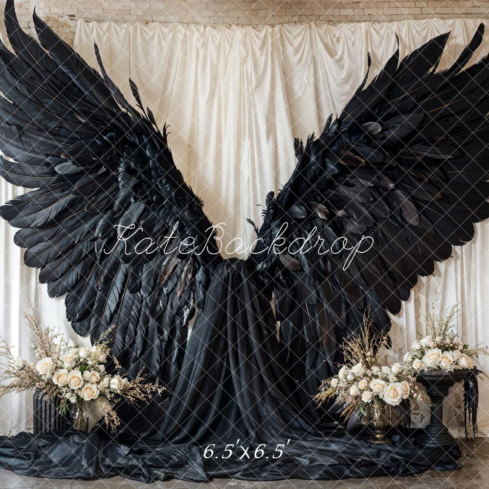 Kate Black Angel Wings Curtain Backdrop Designed by Emetselch