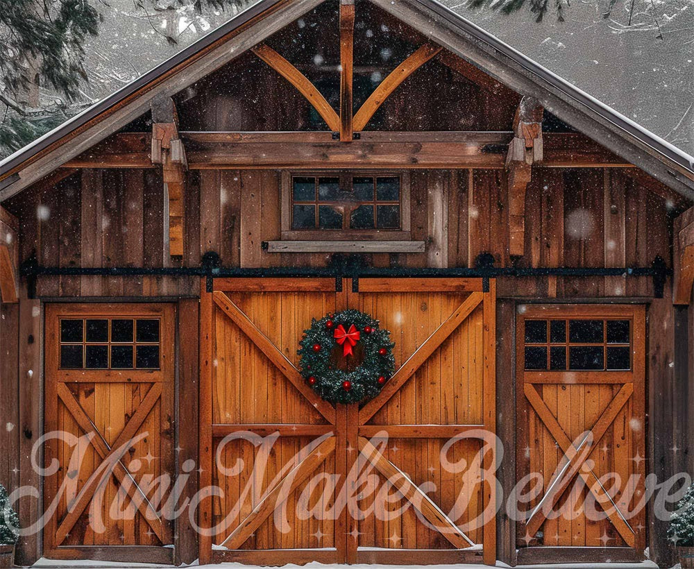 Winterbos Kerst Bruine Cabin Achtergrond Ontworpen door Mini MakeBelieve