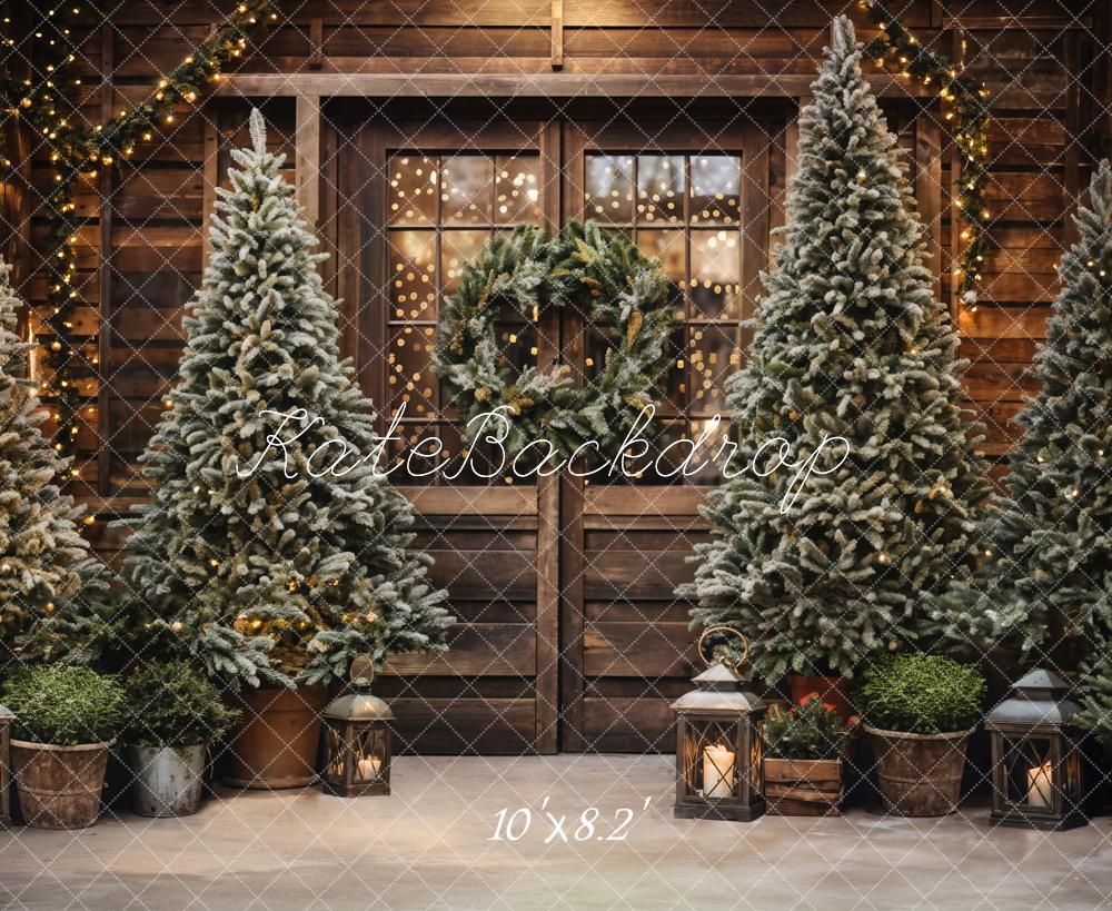 Kate Christmas Tree Outdoor Brown Wooden Barn Backdrop Designed by Emetselch