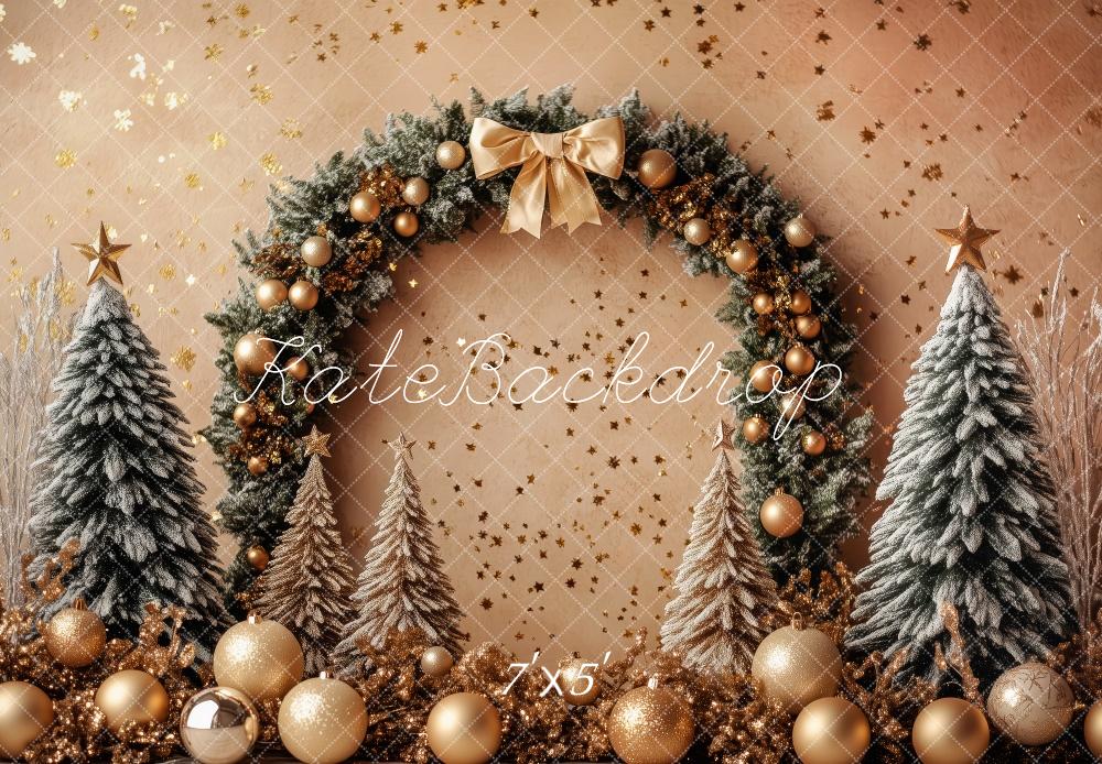 Kerstboom Boog Krans Gouden Foto Achtergrond Designed by Patty Roberts