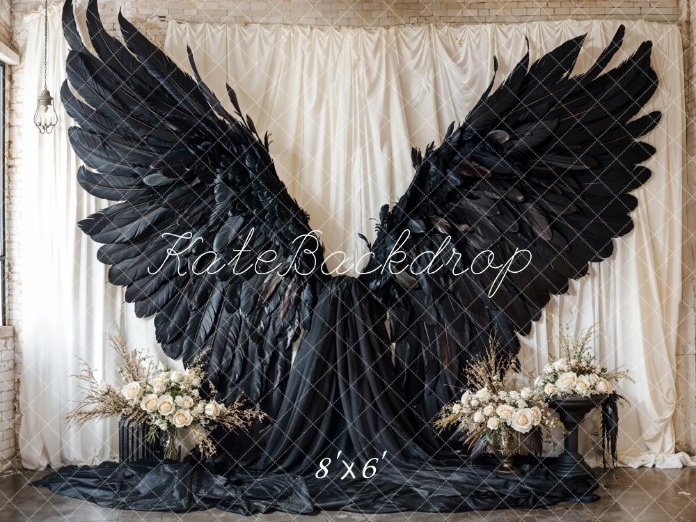 Kate Black Angel Wings Curtain Backdrop Designed by Emetselch