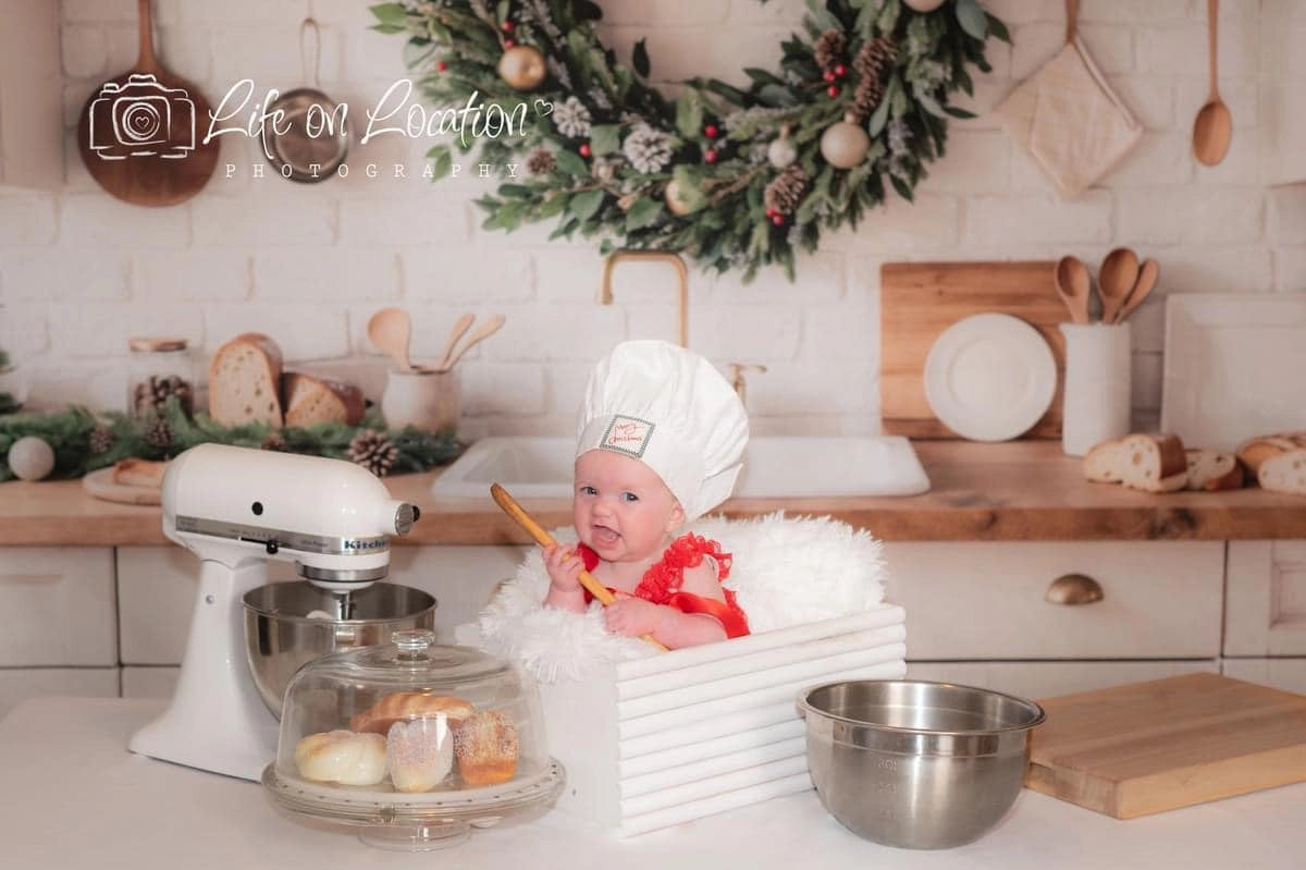 Kate Christmas Kitchen White Cabinets Backdrop Designed by Emetselch