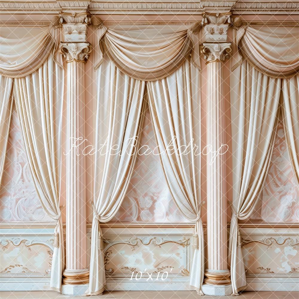 Kate White Curtains Pink Regal Draped Columns Backdrop Designed by Patty Robert