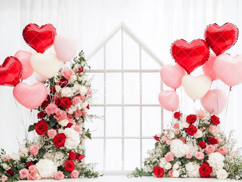 Kate Valentine's Heart Balloons Roses Backdrop Designed by Patty Roberts